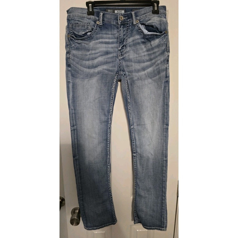 BKE Jeans Mens 30x30 Blue Alec Straight Leg Stretch Denim 32R Light Western